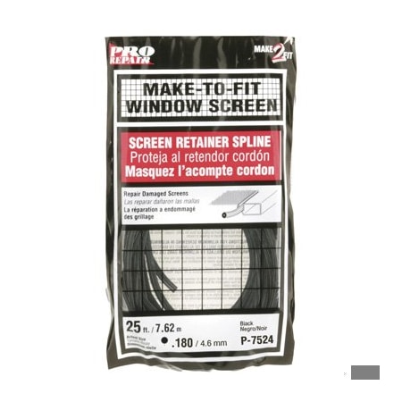 Prime-Line Screen Retainer Vinyl Spline, 0.180 in. Round, Black, 25 foot (Single Pack) P 7524